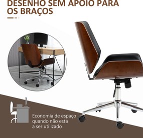 Cadeira de Escritório Operativa Giratória em PU com Altura Ajustável Função Inclinação 51x65,5x82-92cm Preto