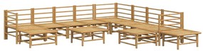 12pcs conj. lounge de jardim bambu c/ almofadões cinzento-claro
