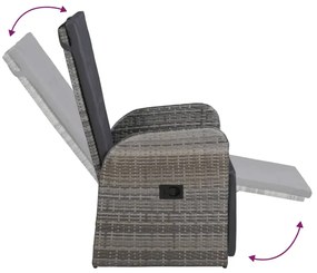 7 pcs conjunto de jantar para jardim com almofadões cinzento
