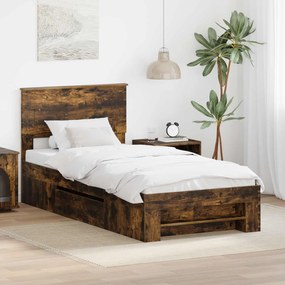 vidaXL Estrutura da Cama com cabeceira Carvalho Defumado 80 x 200 cm