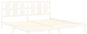 Cama sem colchão 200x200 cm madeira de pinho maciça branco