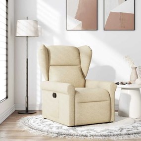 vidaXL Poltrona reclinável tecido cor creme