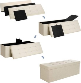 Banco com espaço de arrumação 110 x 38 x 38 cm Bege