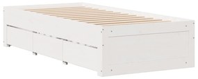 Cama sem colchão com gavetas 90x200 cm pinho maciço branco
