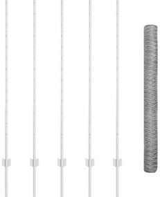 Postes de Cerca vidaXL 10 pcs U-Channel 140 cm Aço Galvanizado