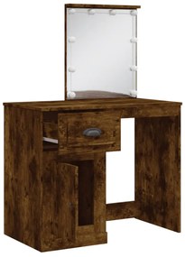 Toucador com luzes LED 90x42x132,5 cm carvalho fumado