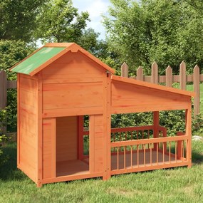 vidaXL Casota para cães 143x60,5x109 cm pinho maciço castanho