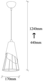 Candeeiro de Teto Sivani Tel – Preto – 17 cm diâmetro, 124 cm altura