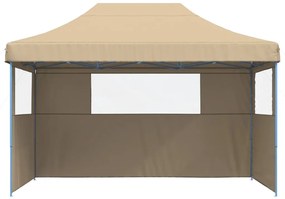 Tenda para festas pop-up dobrável com 3 paredes laterais bege