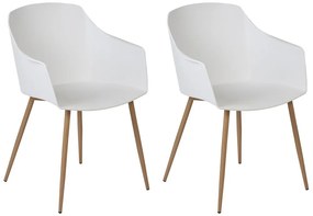 Conjunto de 2 cadeiras de jantar brancas e madeira clara FONDA II Beliani