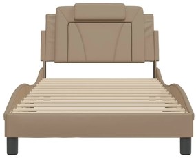 Estrutura cama cabeceira 100x200 cm couro artificial cappuccino