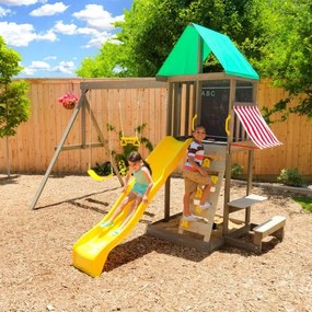 Baloiço infantil com escorrega para crianças jardim exterior madeira Newport