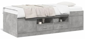 vidaXL Sofá-cama com gavetas sem colchão 90x200 cm cinzento cimento