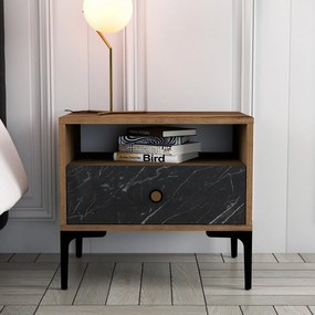 Mesa de Cabeceira Lizbon500 – Nogueira/Preto – 56x50,8x40 cm