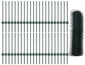 Postes de Cerca vidaXL 11 pcs U-Channel Verde 60 cm Aço