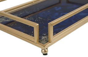 Bandeja decorativa azul e dourado PRIVAS Beliani