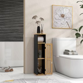 Móvel de casa de banho 18 x 18 x 75 cm com suporte para papel higiénico e espaço de arrumação, com barra amovível de 2 níveis + saída para papel, em M