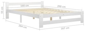 Estrutura de cama 160x200 cm pinho maciço branco