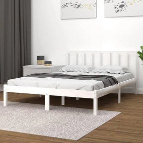 Estrutura de cama 140x190 cm madeira de pinho maciça branco