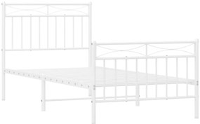 Estrutura de cama com cabeceira e pés 90x190 cm metal branco