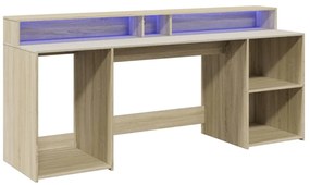 Secretária luzes LED 200x55x91cm deriv. madeira carvalho sonoma