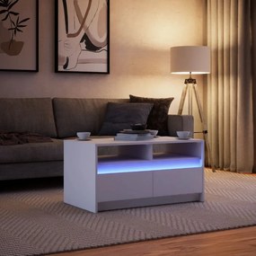 Mesa de centro com luzes LED derivados de madeira branco