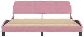 Estrutura de cama c/ cabeceira 180x200 cm veludo rosa