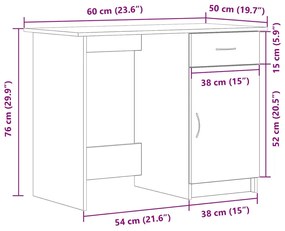 Escrivaninha vidaXL Preta em Carvalho 100x50x76 cm em Madeira de Engen