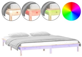 Estrutura cama king size c/ luzes LED 150x200 cm madeira maciça