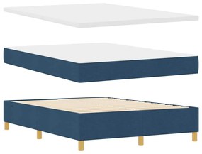 Cama Box Spring com Colchão e Luz LED Azul 140x190 cm Tecido