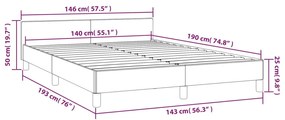 Estrutura de cama c/ cabeceira 140x190 cm veludo cinzento-claro