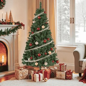 Árvore de Natal artificial 150 cm de altura (BOLAS VERMELHAS INCLUIDAS) com suporte metálico Verde