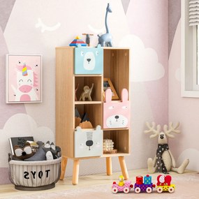 Estantel infantil com gavetas e compartimentos abertos para brinquedos e livros Móveis para guardar brinquedos 40 x 25,5 x 82,5 cm natural