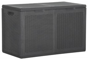 vidaXL Caixa de arrumação para jardim 180 L vime PP preto