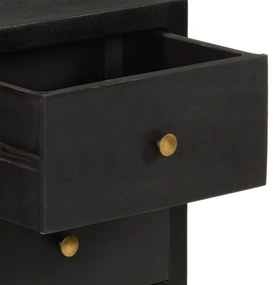Aparador 110x30x75cm madeira de mangueira maciça preto/ dourado
