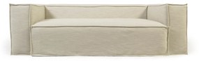 Kave Home - Sofá capa removível Blok de 3 lugares de linho branco 240 cm