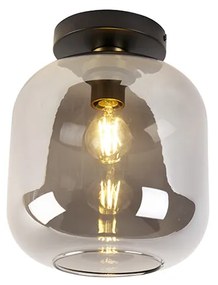 Candeeiro de teto design preto e dourado com vidro fumê - Zuzanna Design