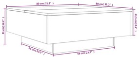 Mesa de centro 80x80x31 cm contraplacado carvalho fumado