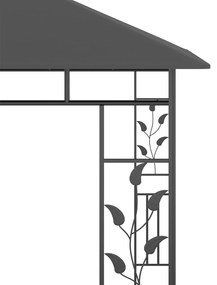 Gazebo c/ mosquiteiro e cordões luzes LED 3x3x2,73m antracite