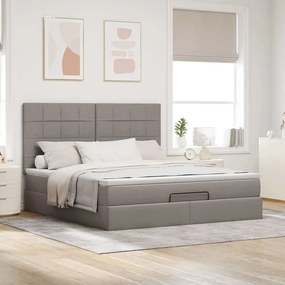 Estrutura de cama otomana com colchão tecido cinzento 160x200cm