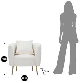 Poltrona "Bucarest" – Poltrona Estofada Creme com Pernas Douradas e Al