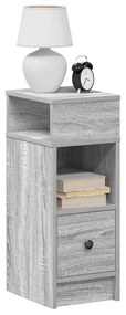 Mesa de cabeceira com gaveta 25x31x66 cm cinzento sonoma