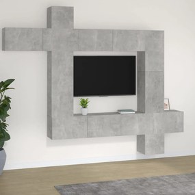 Conjunto móveis de TV 9 pcs madeira processada cinzento cimento