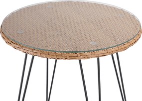 Conjunto de jardim em polyrattan com 3 peças Bali natural/preto