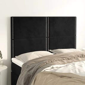 vidaXL Cabeceira de cama 4 pcs veludo 72x5x78/88 cm preto