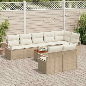 Conjunto de Sofás de Jardim 9 pcs Bege, branco Grande