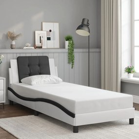 vidaXL Estrutura de cama c/ cabeceira couro artificial 90x190cm