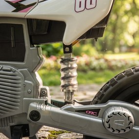 Moto elétrica para crianças, moto de motocross para crianças dos 3 aos 6 anos, 2 motores, 12 V, velocidade de 5 km/h, 109,5 x 60 x 72,5 cm, cor-de-ros