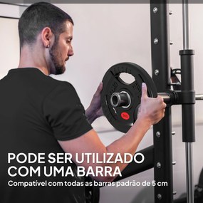 Discos de Pesos (BARRA NÃO INCLUIDA) com Orifício de Ø50 mm 2 Discos de 5 kg com Triplo Aperto para Halteres e Barras Ø24x4,5 cm Preto