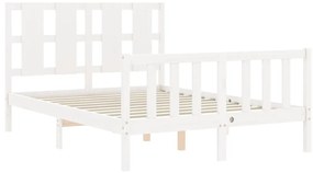 Cama sem colchão 140x190 cm madeira de pinho maciça branco